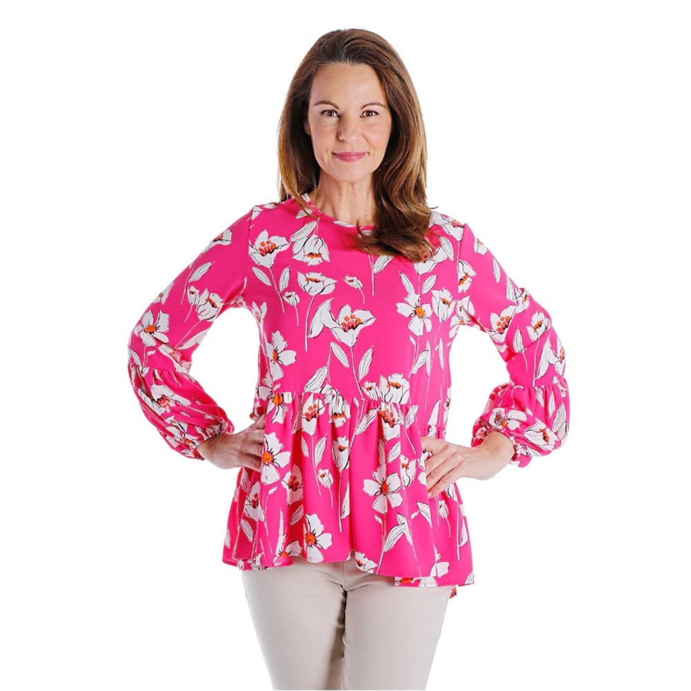 Vibrant Floral Pink Blouse
